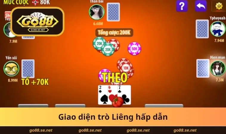 Giao diện trò Liêng hấp dẫn